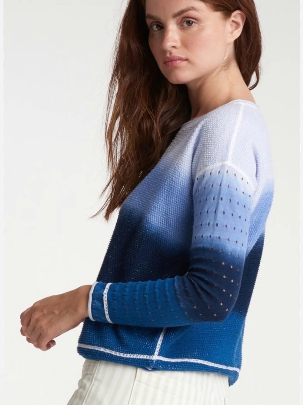Lisa Todd Cotton Dye Ombre Perforated Sweater Size Small